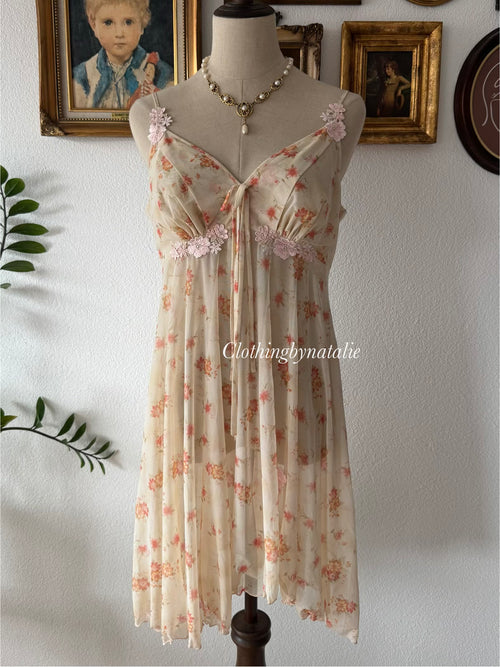 Floral Mesh Sheer Babydoll Size M