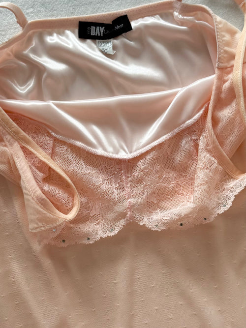 Blush Orange Mesh Lace Slip Size S