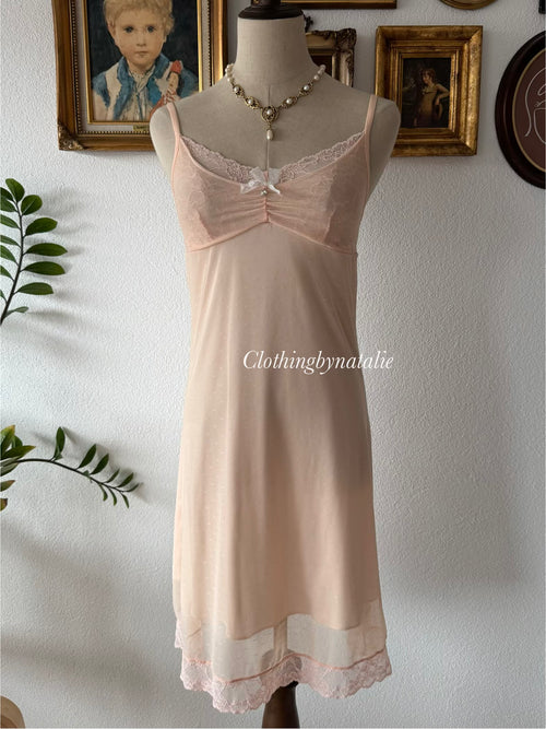 Blush Orange Mesh Lace Slip Size S