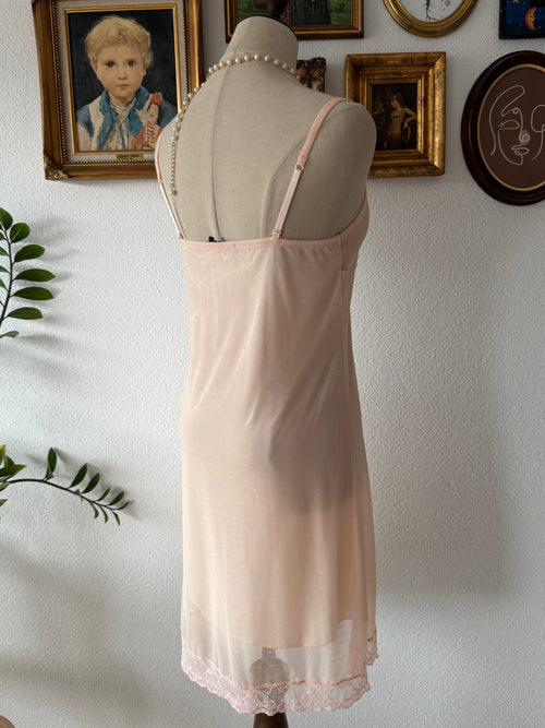 Blush Orange Mesh Lace Slip Size S