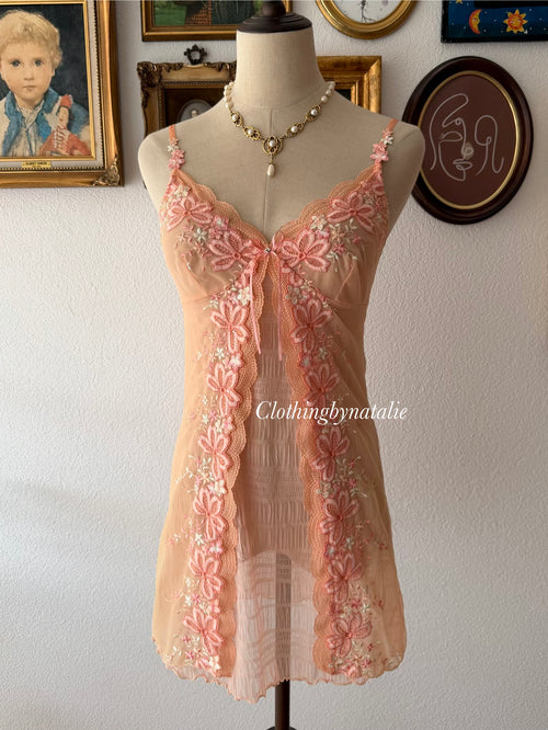 Fairy Orange Sheer Mesh Slip Dress Size S