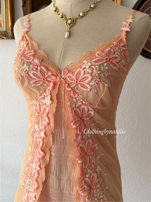 Fairy Orange Sheer Mesh Slip Dress Size S