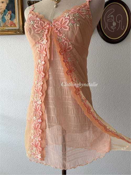 Fairy Orange Sheer Mesh Slip Dress Size S