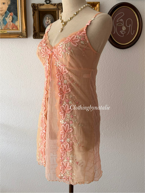 Fairy Orange Sheer Mesh Slip Dress Size S