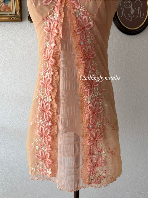 Fairy Orange Sheer Mesh Slip Dress Size S
