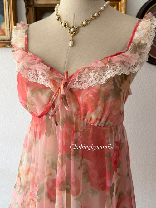 Sheer Floral Mesh Babydoll Size M