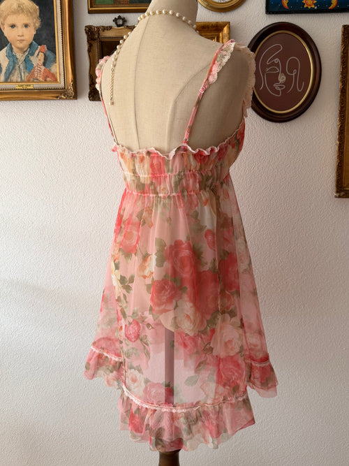 Sheer Floral Mesh Babydoll Size M