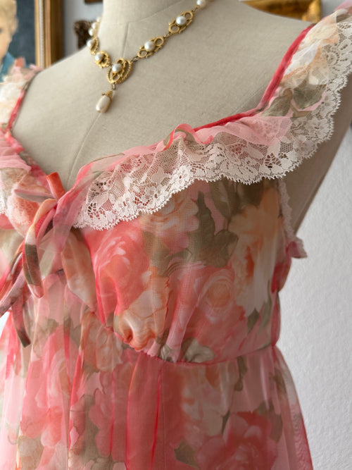 Sheer Floral Mesh Babydoll Size M