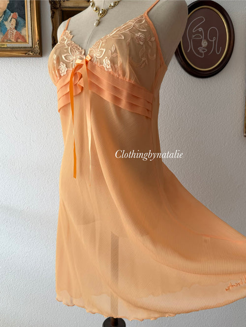 Orange Sheer Chiffon Slip Size S