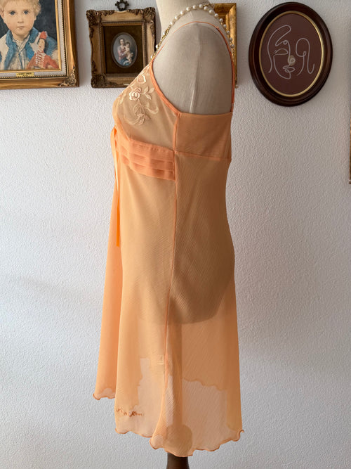 Orange Sheer Chiffon Slip Size S