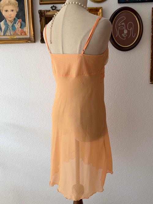Orange Sheer Chiffon Slip Size S