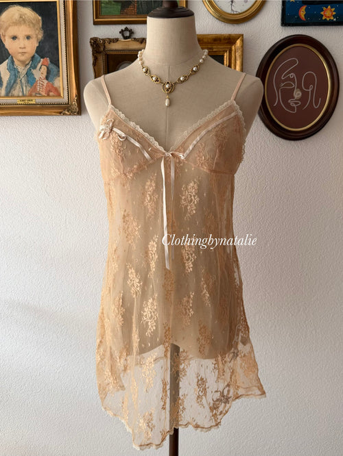 Romantic Orange Lace Slip Size M