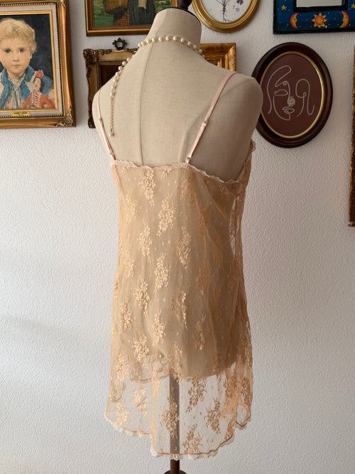 Romantic Orange Lace Slip Size M