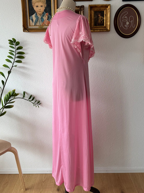 Romantic Pink Nylon Nightgown Size S/M