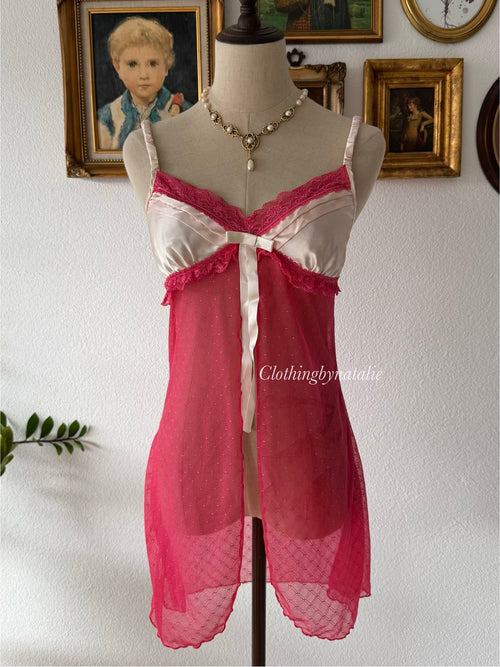 Hot Pink Mesh Lingerie Size S
