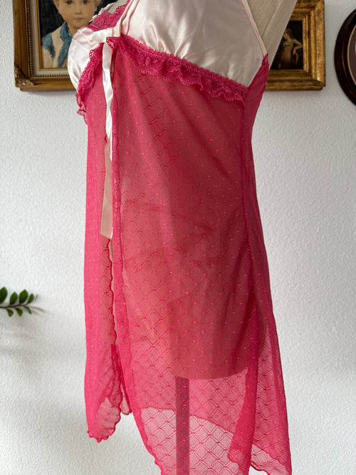 Hot Pink Mesh Lingerie Size S