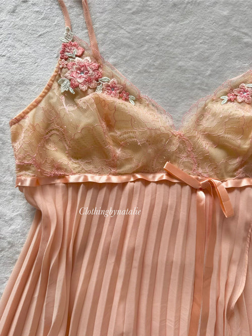 Orange Pleated Chiffon Babydoll Size S