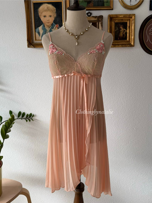 Orange Pleated Chiffon Babydoll Size S