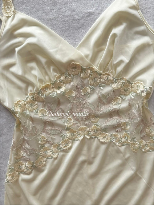 Soft Yellow Nylon Nightgown Size S