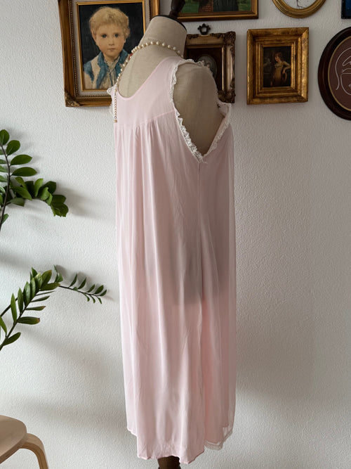 Vintage Soft Pink Nylon Chiffon Set Size S/M