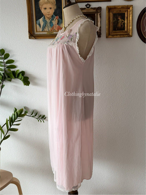 Vintage Soft Pink Nylon Chiffon Set Size S/M
