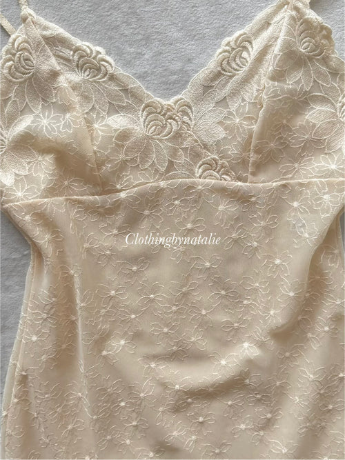 Yellow Floral Lace Nightgown Size S