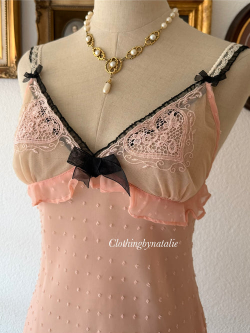 Orange Sheer Chiffon Slip Size S