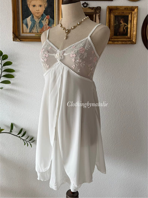 Fairy White Chiffon Lace Slip Size S