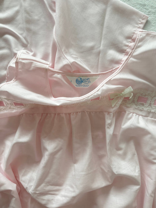Vintage Blush Pink Cotton Nightgown Set size M