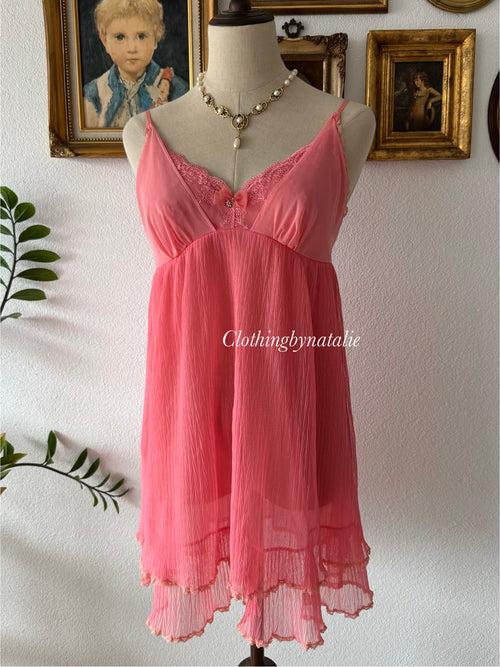 Hot Pink Mesh Babydoll Size M