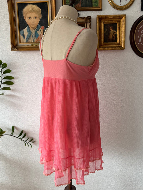 Hot Pink Mesh Babydoll Size M