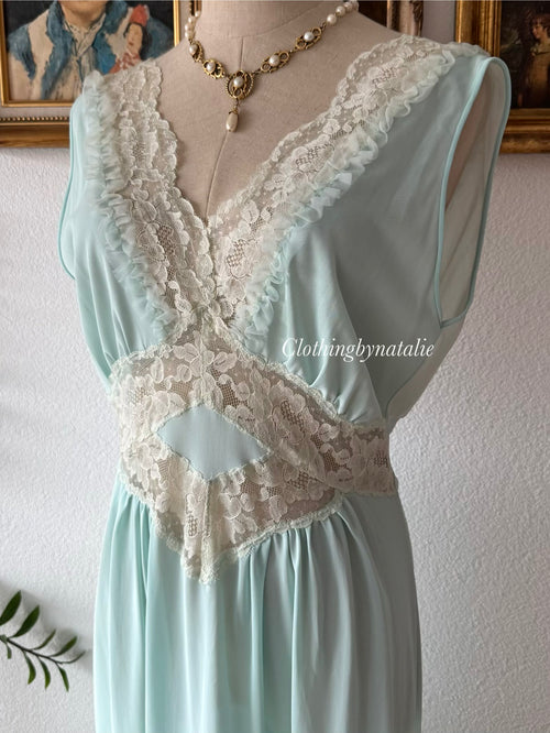 Gotham Blue Nylon Maxi Gown Size M