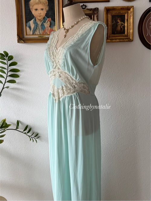Gotham Blue Nylon Maxi Gown Size M