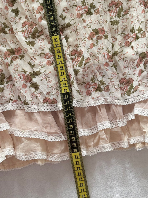 Y2K Floral Beige Chiffon Babydoll Size S