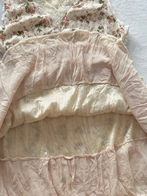 Y2K Floral Beige Chiffon Babydoll Size S