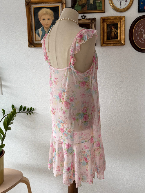 Pink Floral Mesh Slip Size M