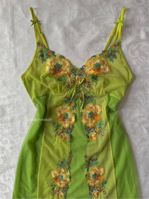Embroidery Fairy Mesh Slip Dress (S)