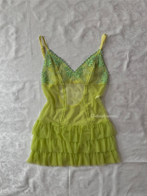 Fairy Green Ruffle Mesh Slip Dress (S)