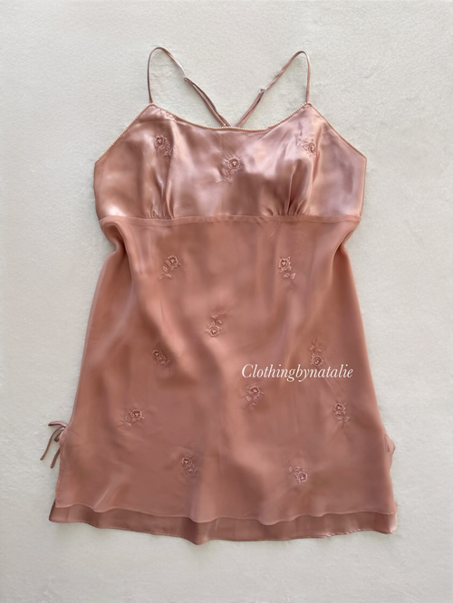 Valerie Stevens Brown Chiffon Satin Slip Size M
