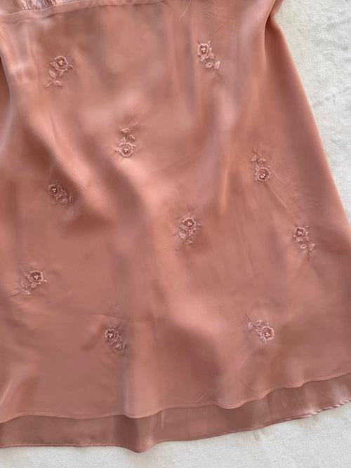 Valerie Stevens Brown Chiffon Satin Slip Size M