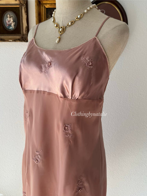 Valerie Stevens Brown Chiffon Satin Slip Size M