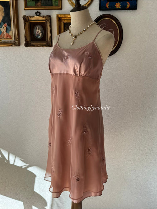 Valerie Stevens Brown Chiffon Satin Slip Size M