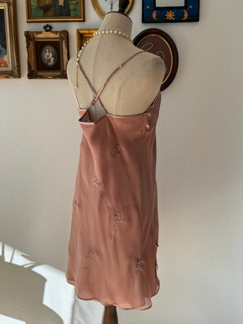 Valerie Stevens Brown Chiffon Satin Slip Size M