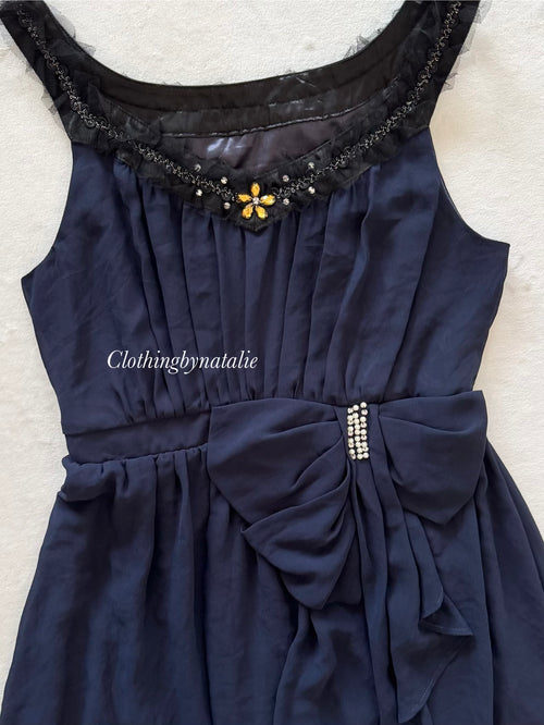 Whimsical Navy Babydoll Dress Size M