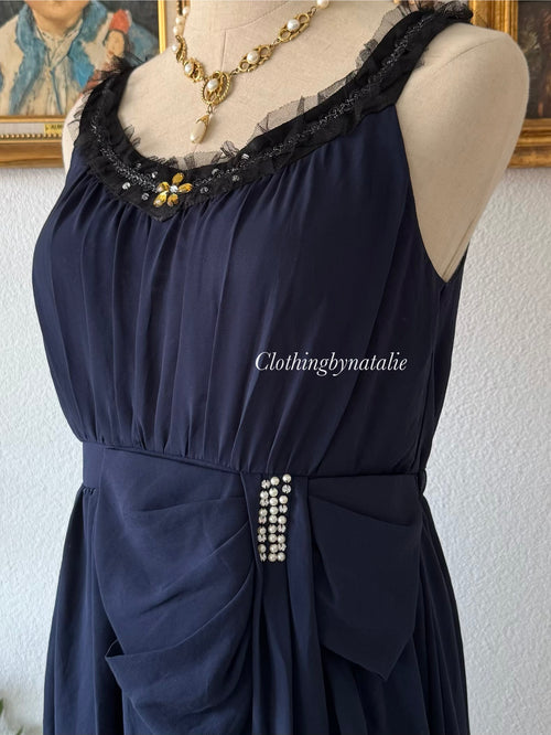 Whimsical Navy Babydoll Dress Size M