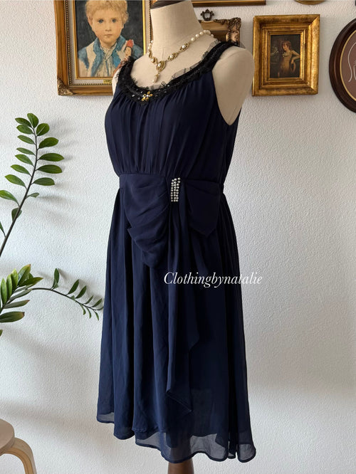 Whimsical Navy Babydoll Dress Size M