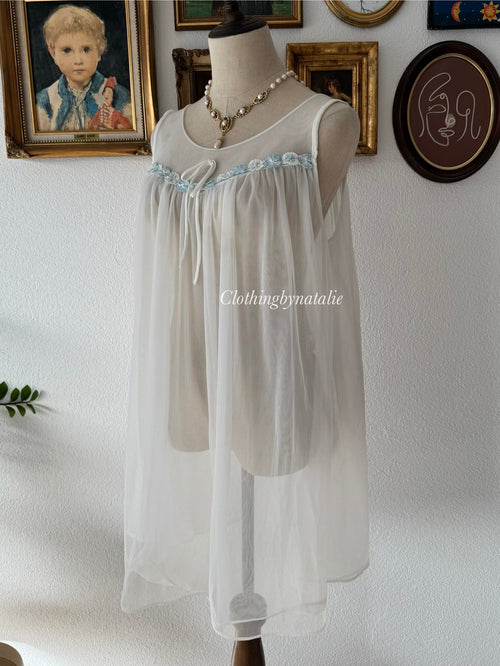 Vintage Sheer Chiffon Nightgown Size M