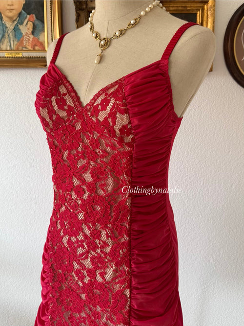 Red Lace Jersey Bodycon Size S