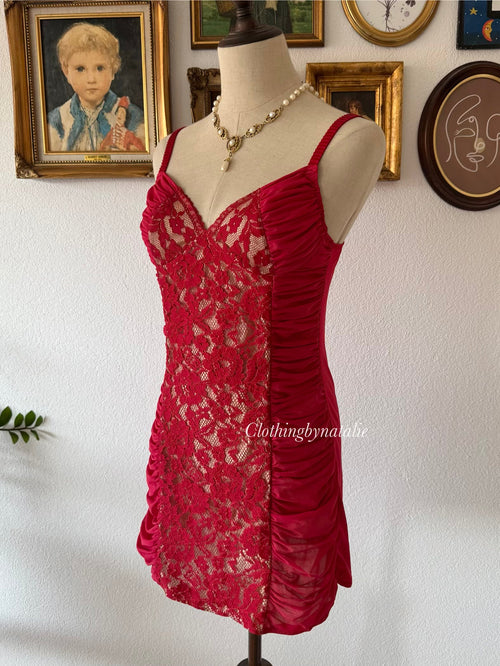 Red Lace Jersey Bodycon Size S