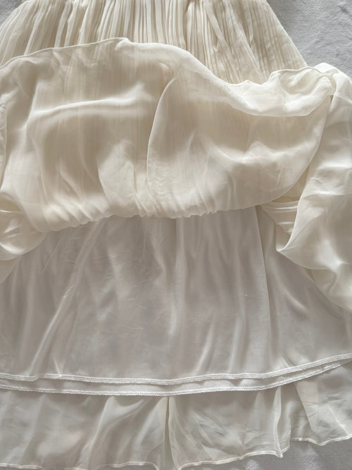 Y2K Cream Pleated Chiffon Babydoll Size S
